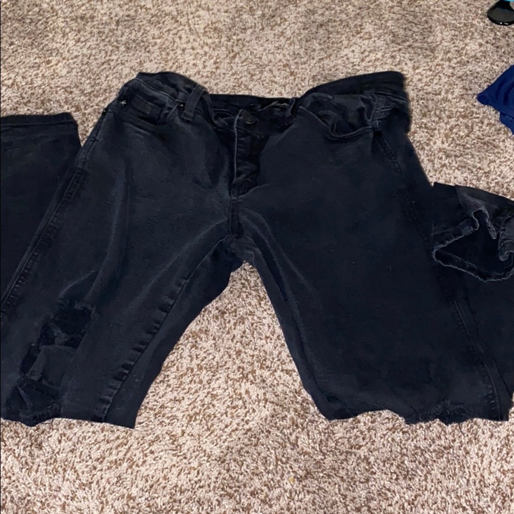 Black kancan jeans split ankle